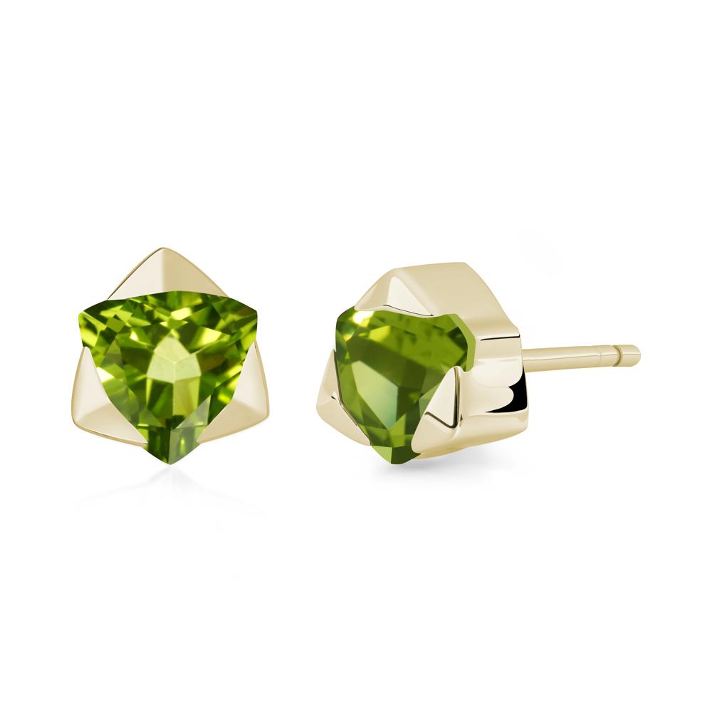 Bezel Set Peridot Earrings - LUO Jewelry #metal_14k yellow gold