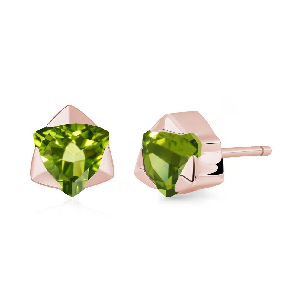 Bezel Set Peridot Earrings - LUO Jewelry #metal_18k rose gold