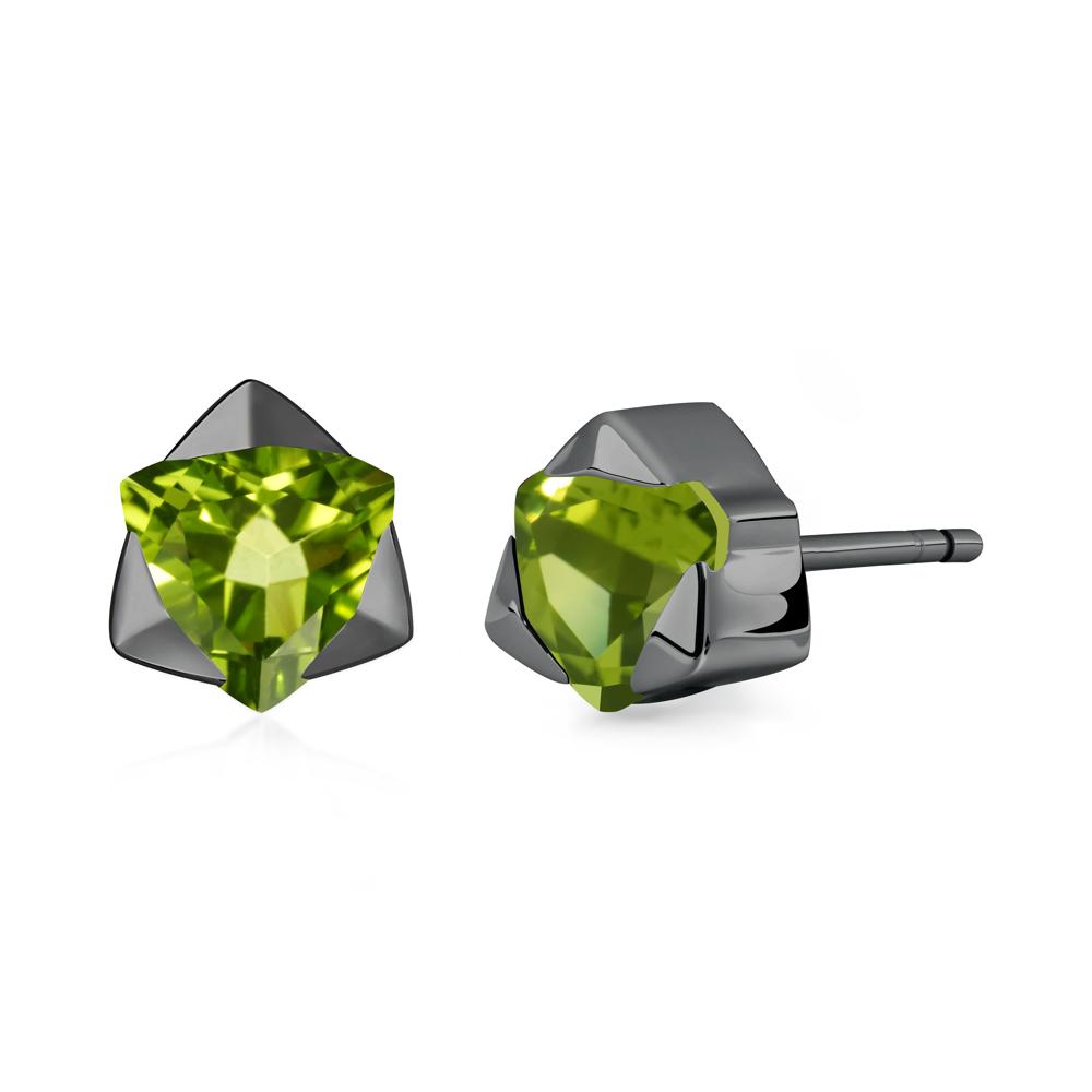 Bezel Set Peridot Earrings - LUO Jewelry #metal_black finish sterling silver