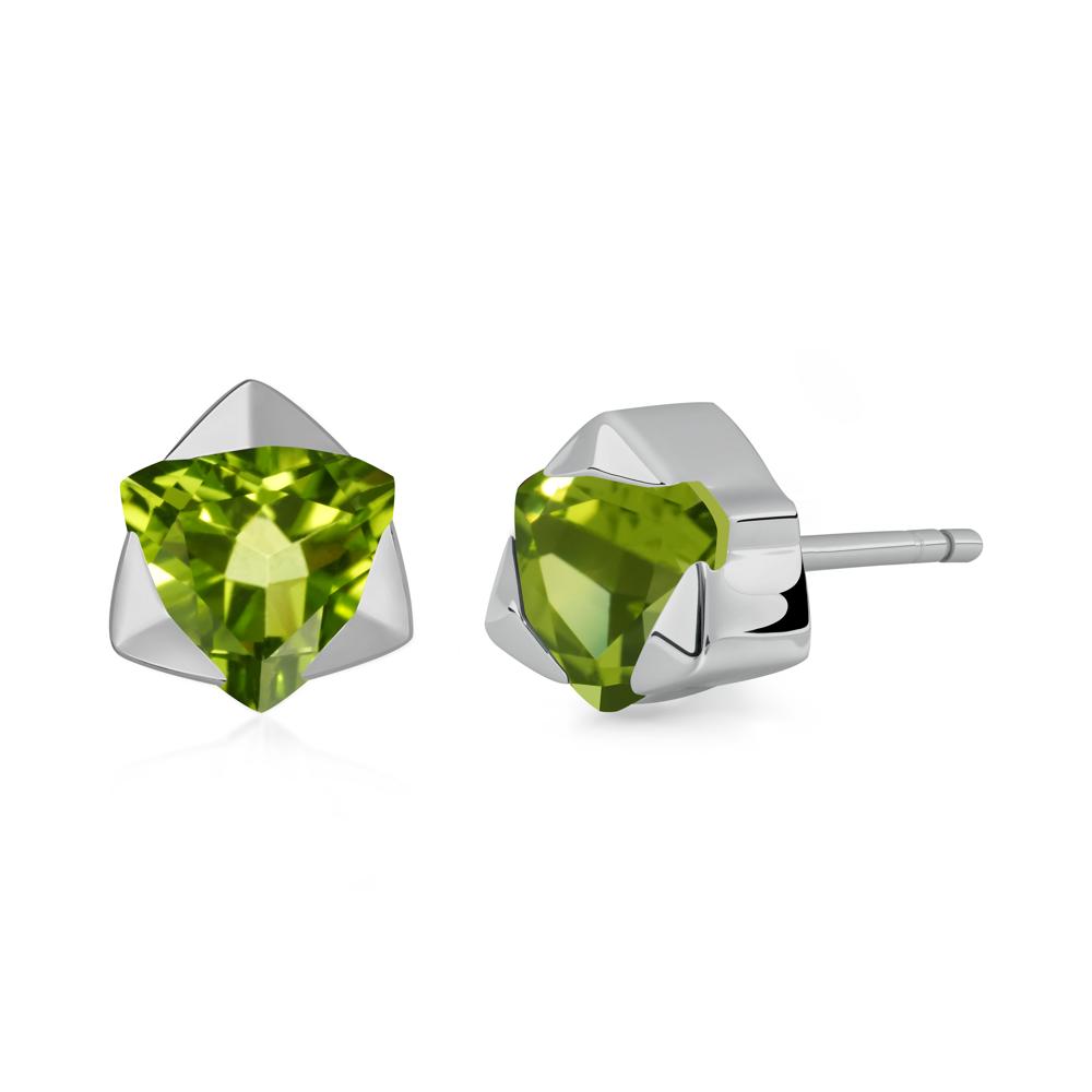Bezel Set Peridot Earrings - LUO Jewelry #metal_platinum