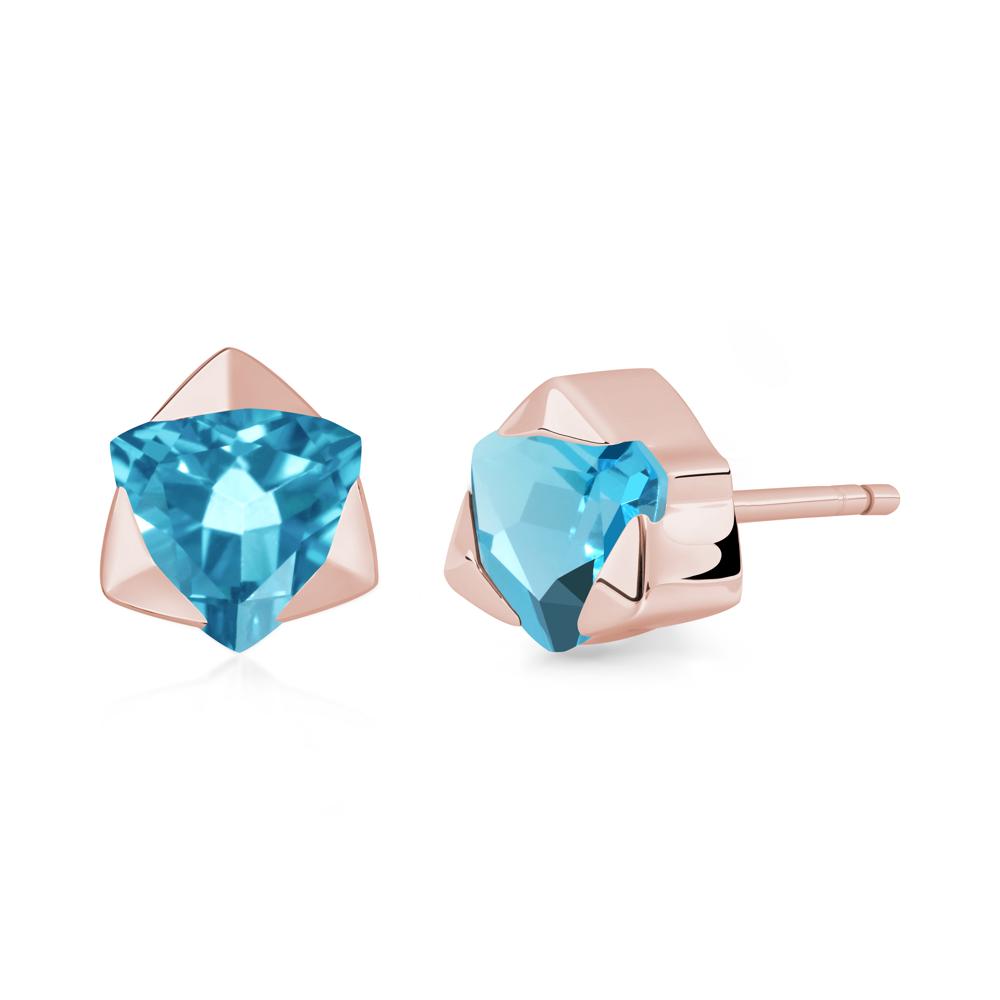 Bezel Set Swiss Blue Topaz Earrings - LUO Jewelry #metal_18k rose gold