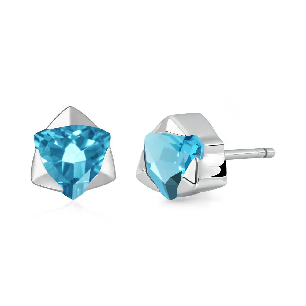 Bezel Set Swiss Blue Topaz Earrings - LUO Jewelry #metal_sterling silver