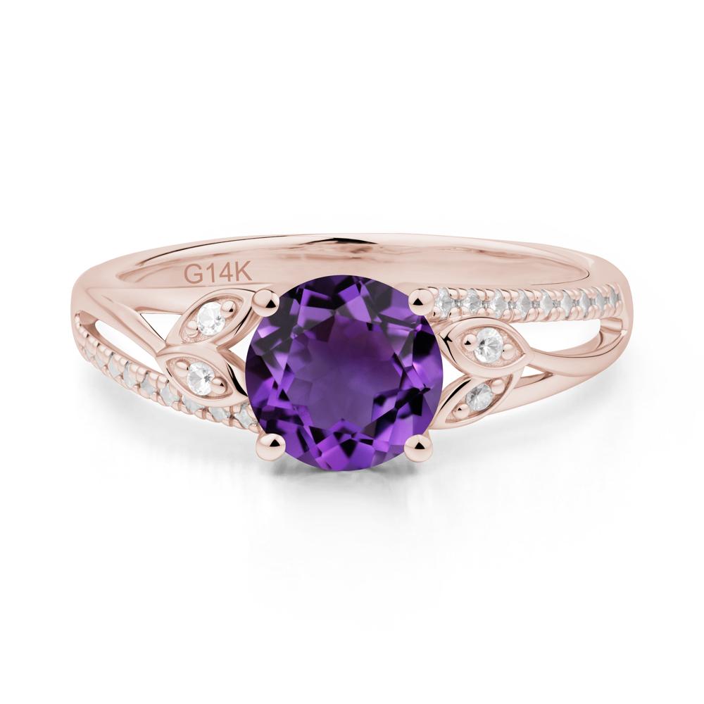 Leaf Inspired Amethyst Engagement Ring - LUO Jewelry #metal_14k rose gold