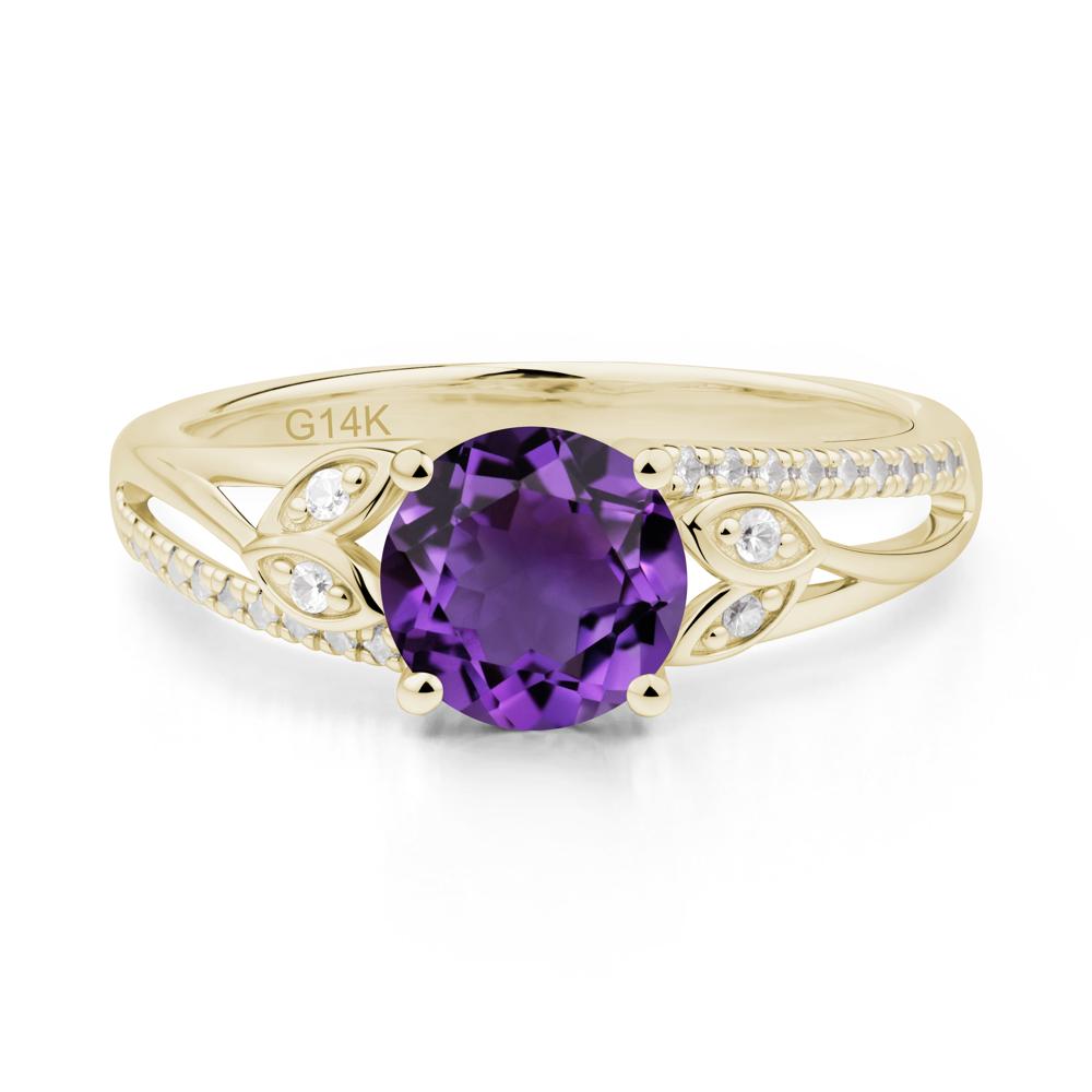 Leaf Inspired Amethyst Engagement Ring - LUO Jewelry #metal_14k yellow gold