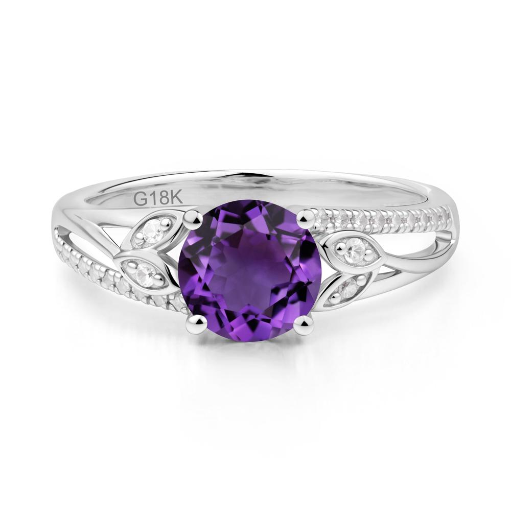 Leaf Inspired Amethyst Engagement Ring - LUO Jewelry #metal_18k white gold