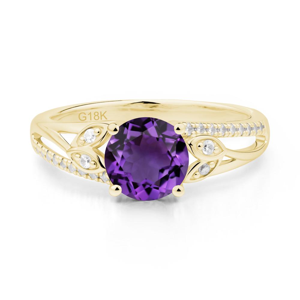 Leaf Inspired Amethyst Engagement Ring - LUO Jewelry #metal_18k yellow gold