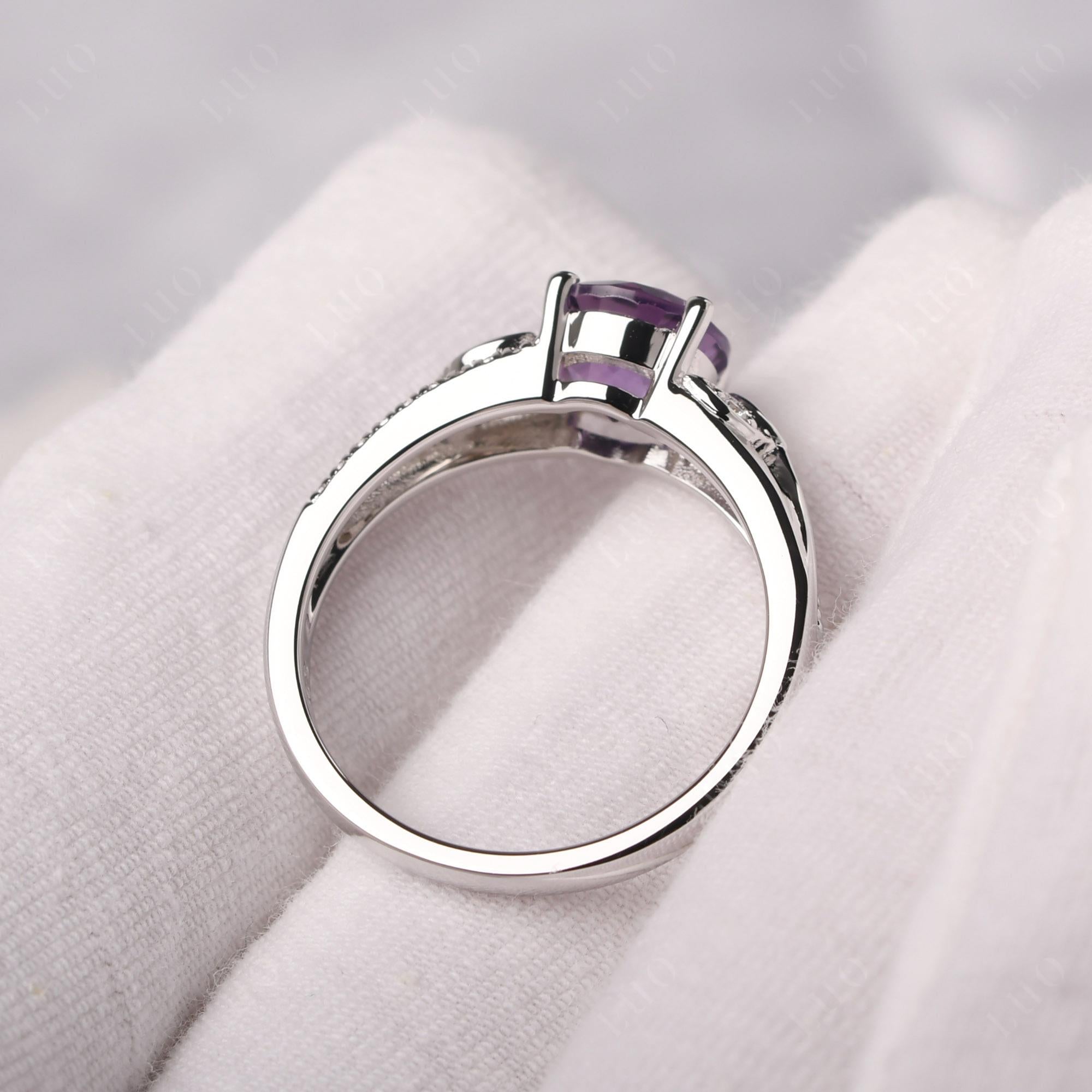 Leaf Inspired Amethyst Engagement Ring - LUO Jewelry