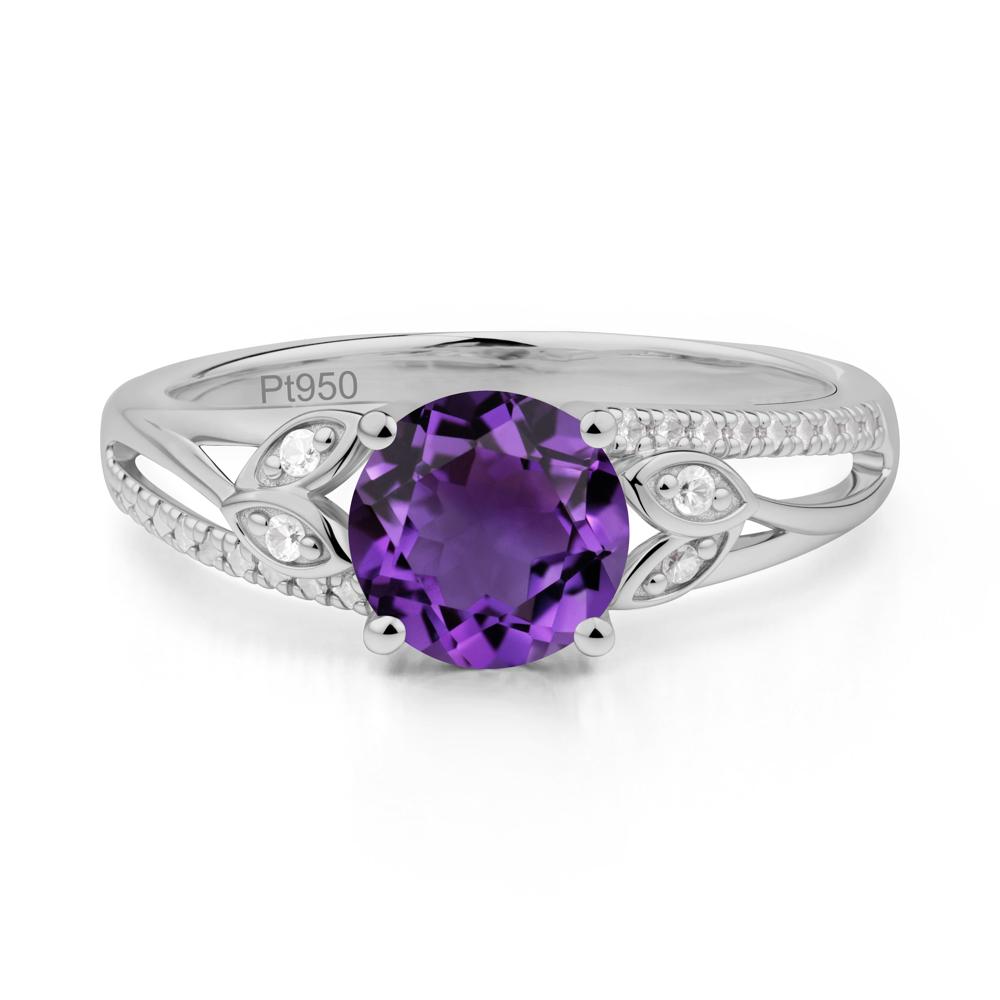 Leaf Inspired Amethyst Engagement Ring - LUO Jewelry #metal_platinum