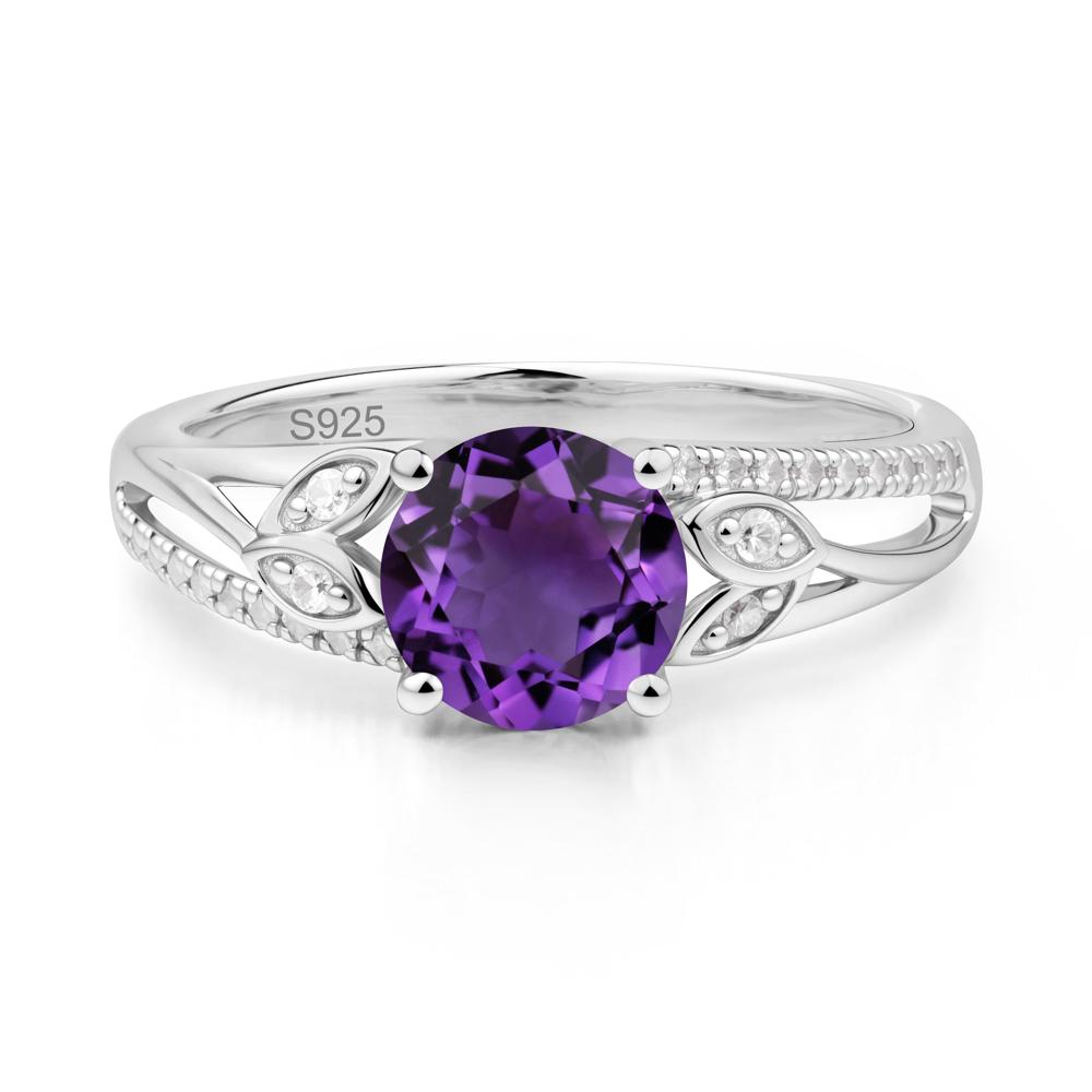 Leaf Inspired Amethyst Engagement Ring - LUO Jewelry #metal_sterling silver