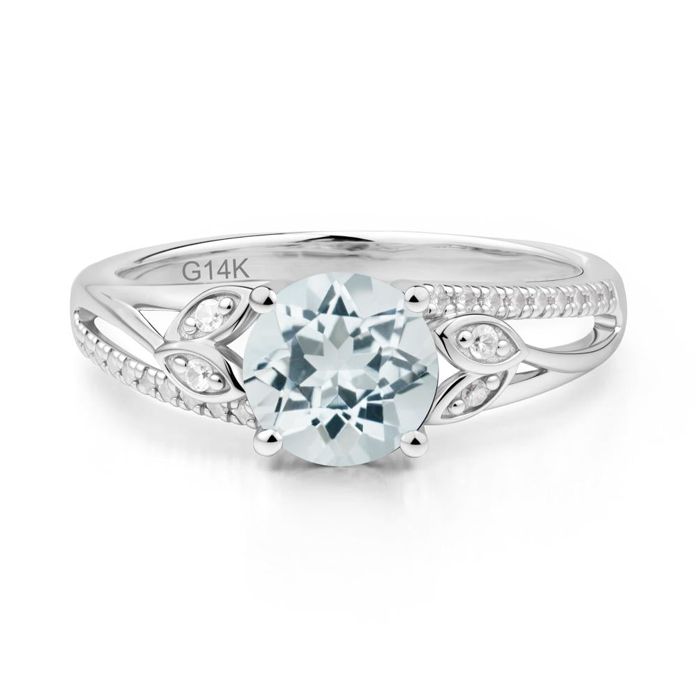 Leaf Inspired Aquamarine Engagement Ring - LUO Jewelry #metal_14k white gold