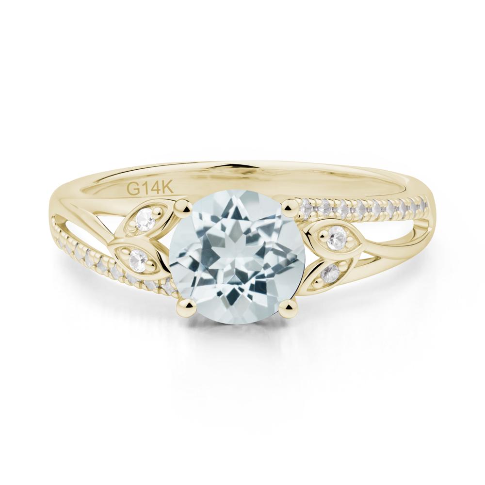 Leaf Inspired Aquamarine Engagement Ring - LUO Jewelry #metal_14k yellow gold