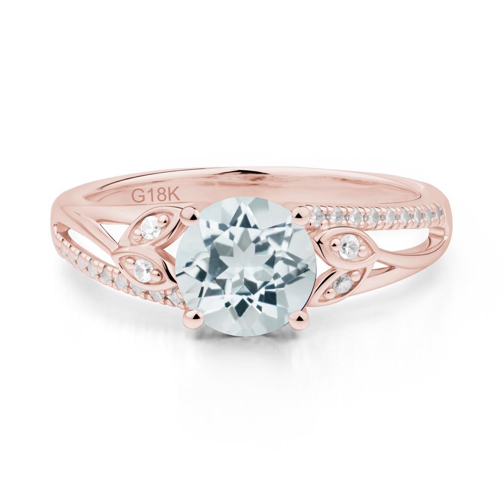 Leaf Inspired Aquamarine Engagement Ring - LUO Jewelry #metal_18k rose gold