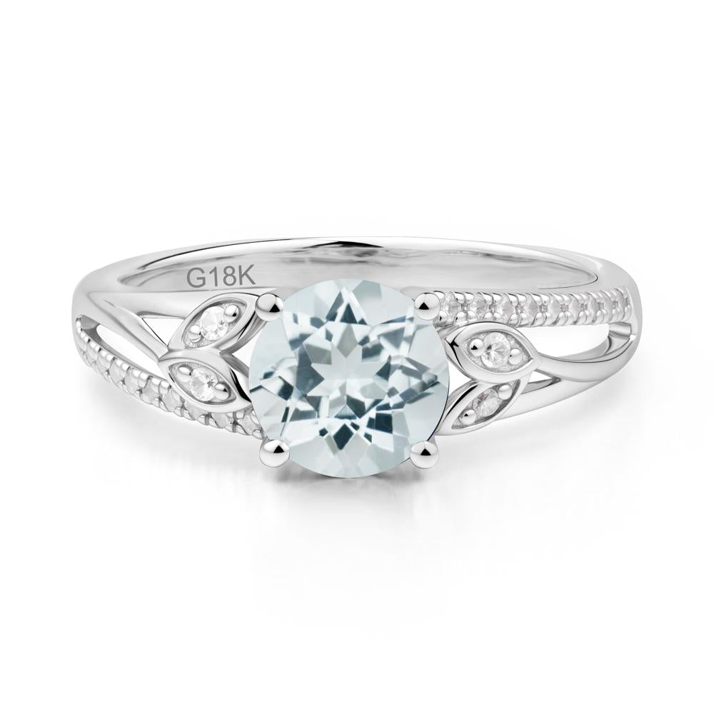 Leaf Inspired Aquamarine Engagement Ring - LUO Jewelry #metal_18k white gold
