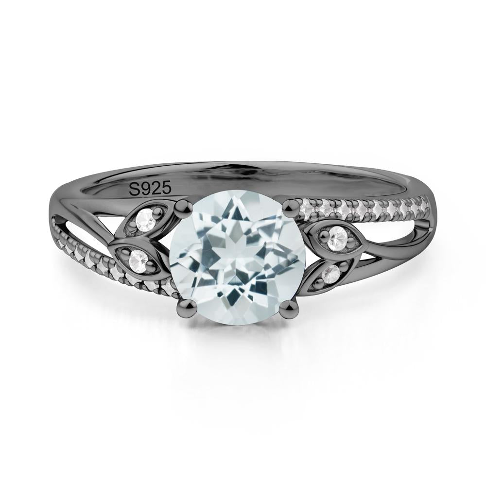 Leaf Inspired Aquamarine Engagement Ring - LUO Jewelry #metal_black finish sterling silver