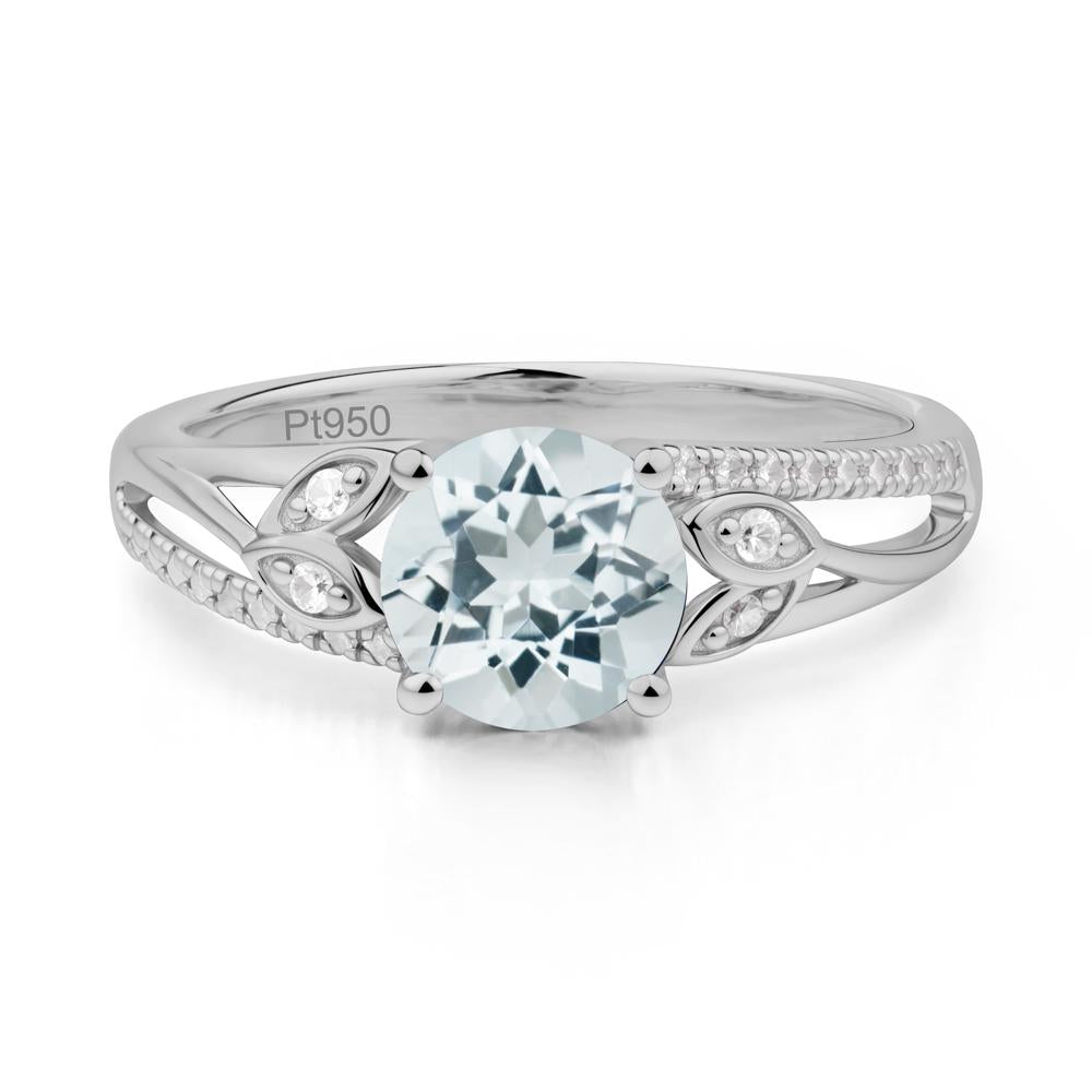 Leaf Inspired Aquamarine Engagement Ring - LUO Jewelry #metal_platinum