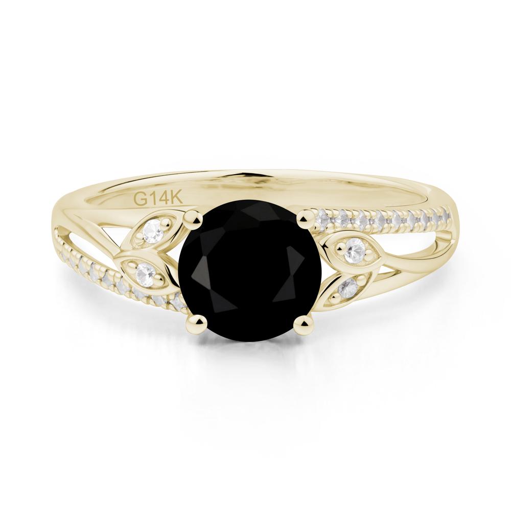 Leaf Inspired Black Spinel Engagement Ring - LUO Jewelry #metal_14k yellow gold