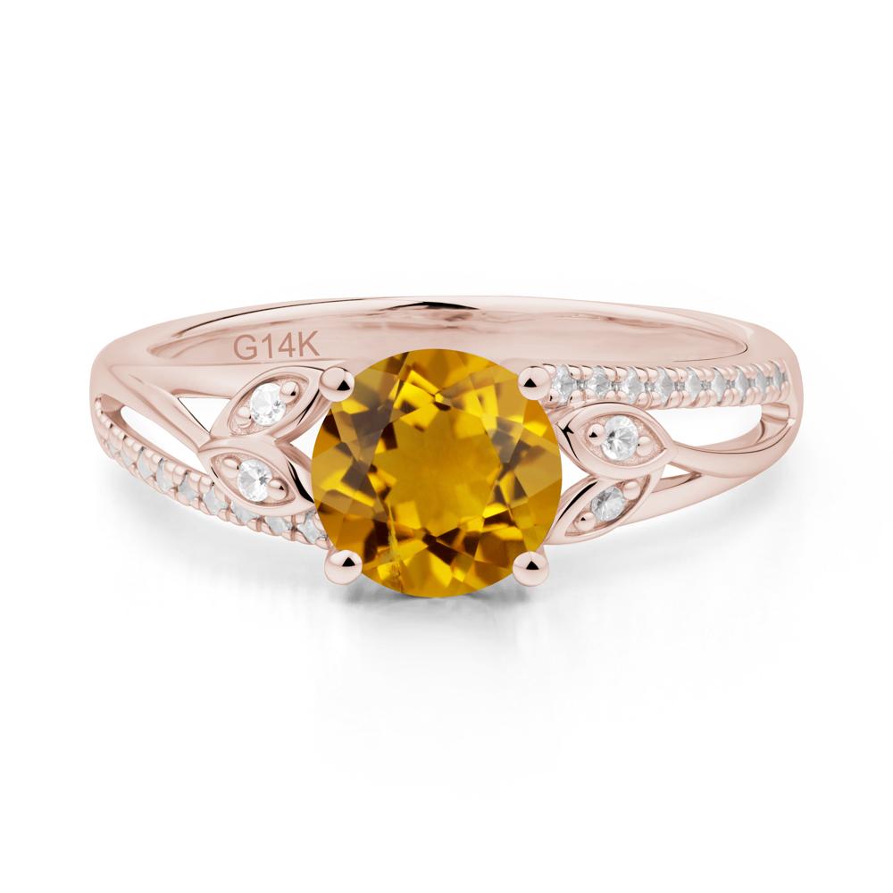 Leaf Inspired Citrine Engagement Ring - LUO Jewelry #metal_14k rose gold