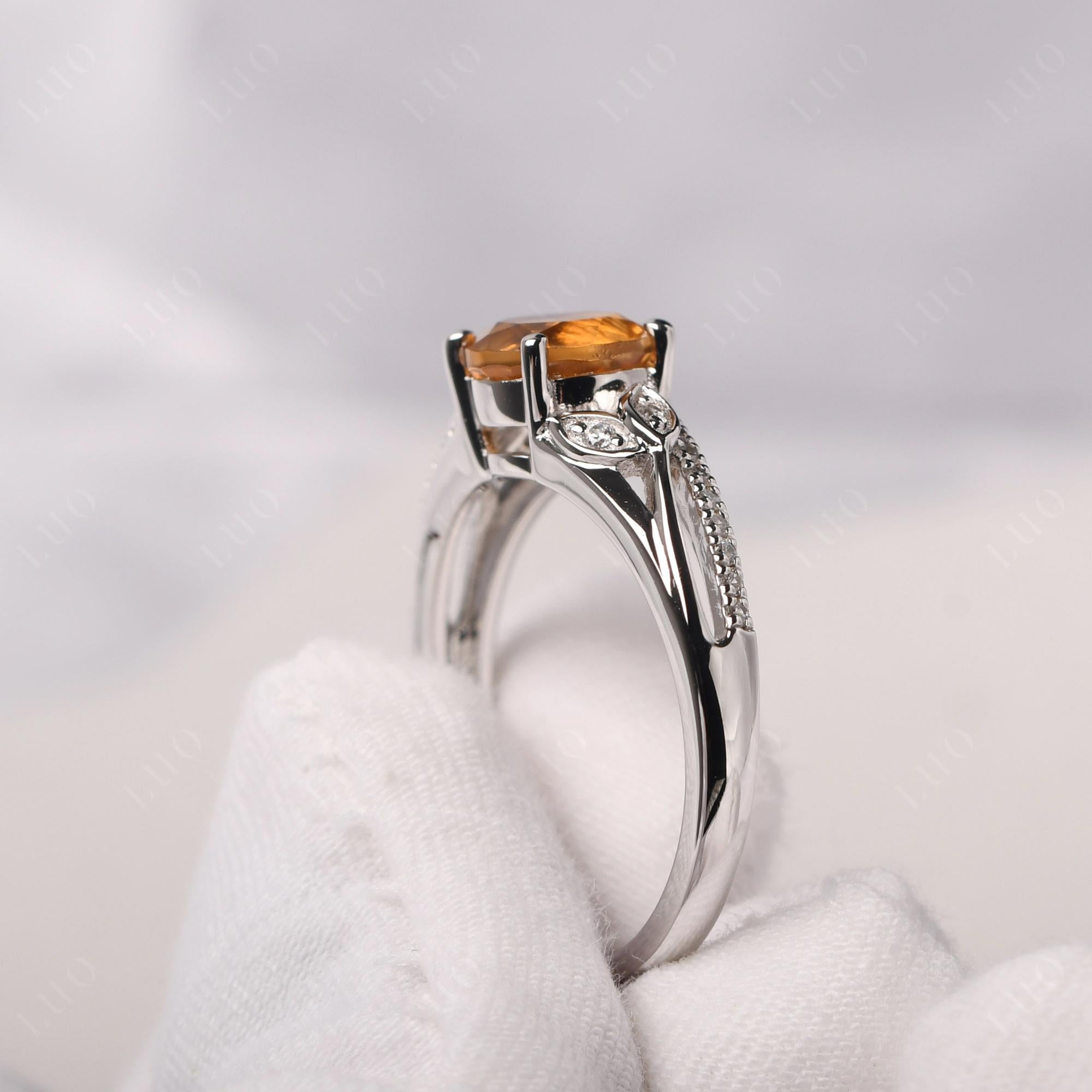 Leaf Inspired Citrine Engagement Ring - LUO Jewelry