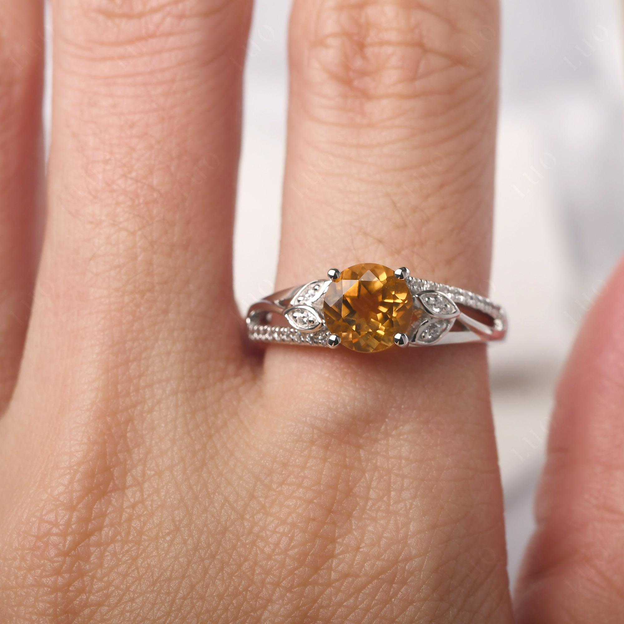 Leaf Inspired Citrine Engagement Ring - LUO Jewelry