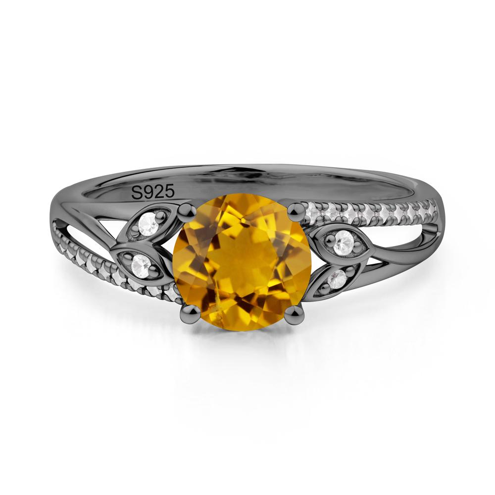 Leaf Inspired Citrine Engagement Ring - LUO Jewelry #metal_black finish sterling silver
