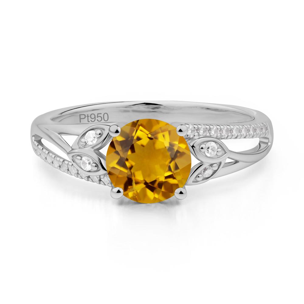 Leaf Inspired Citrine Engagement Ring - LUO Jewelry #metal_platinum