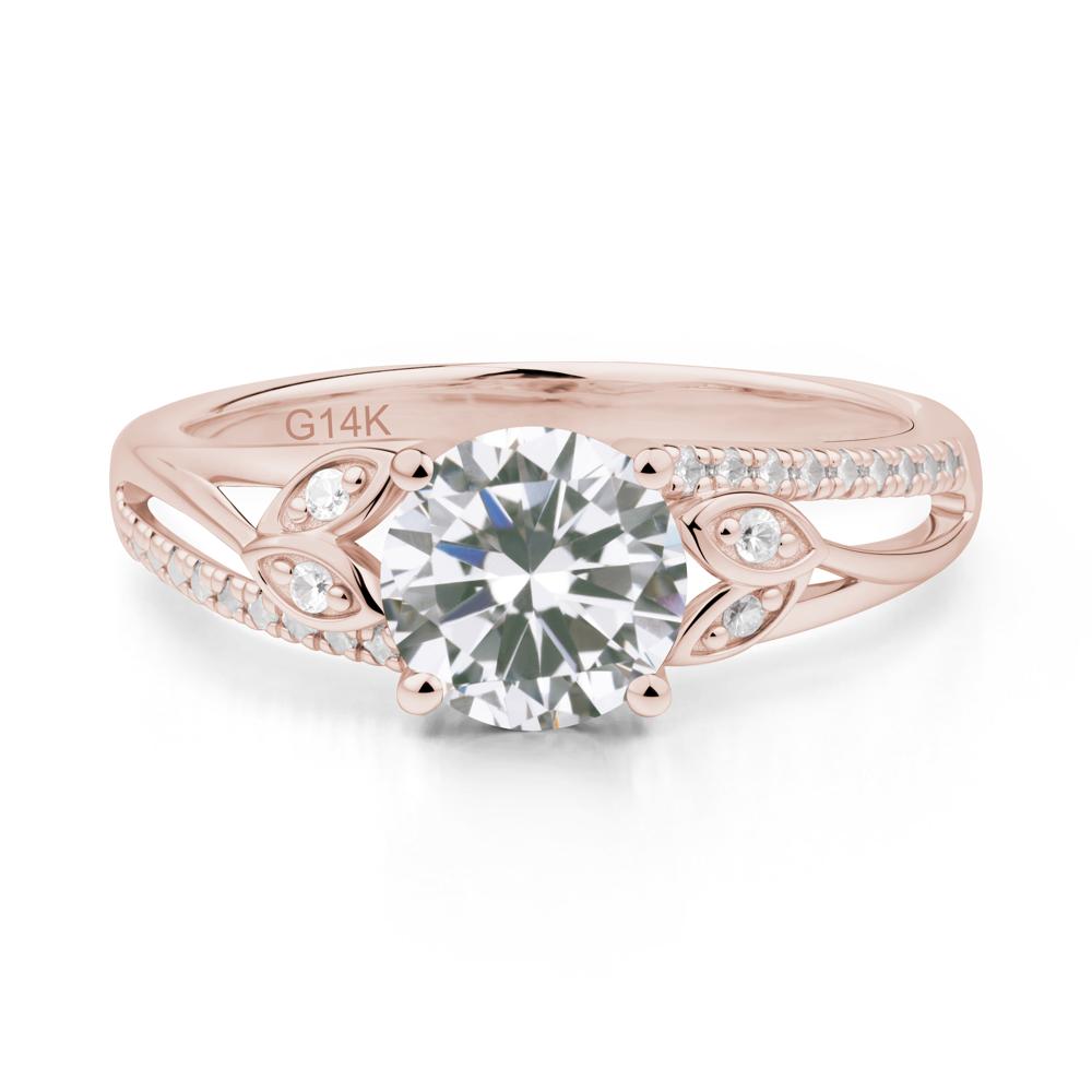 Leaf Inspired Cubic Zirconia Engagement Ring - LUO Jewelry #metal_14k rose gold