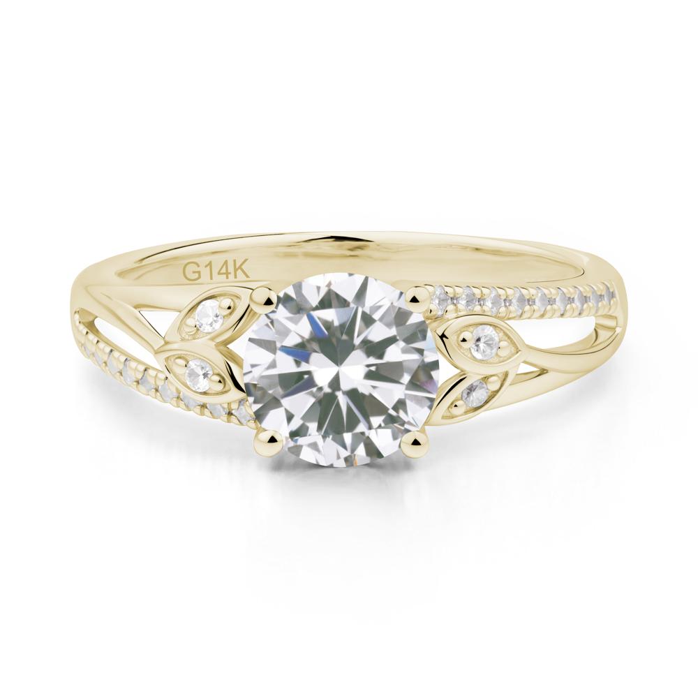 Leaf Inspired Cubic Zirconia Engagement Ring - LUO Jewelry #metal_14k yellow gold