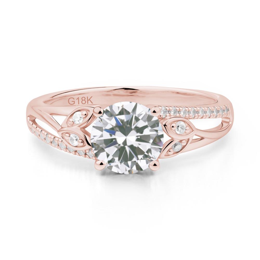 Leaf Inspired Cubic Zirconia Engagement Ring - LUO Jewelry #metal_18k rose gold