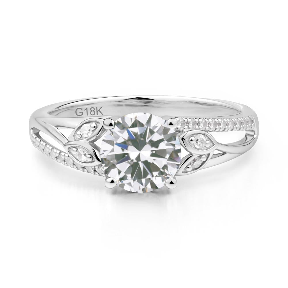 Leaf Inspired Cubic Zirconia Engagement Ring - LUO Jewelry #metal_18k white gold
