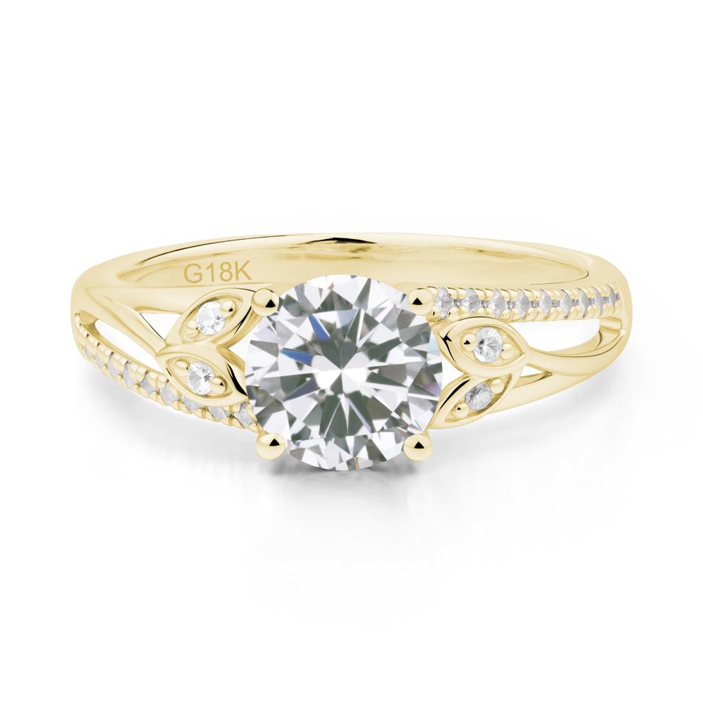 Leaf Inspired Cubic Zirconia Engagement Ring - LUO Jewelry #metal_18k yellow gold