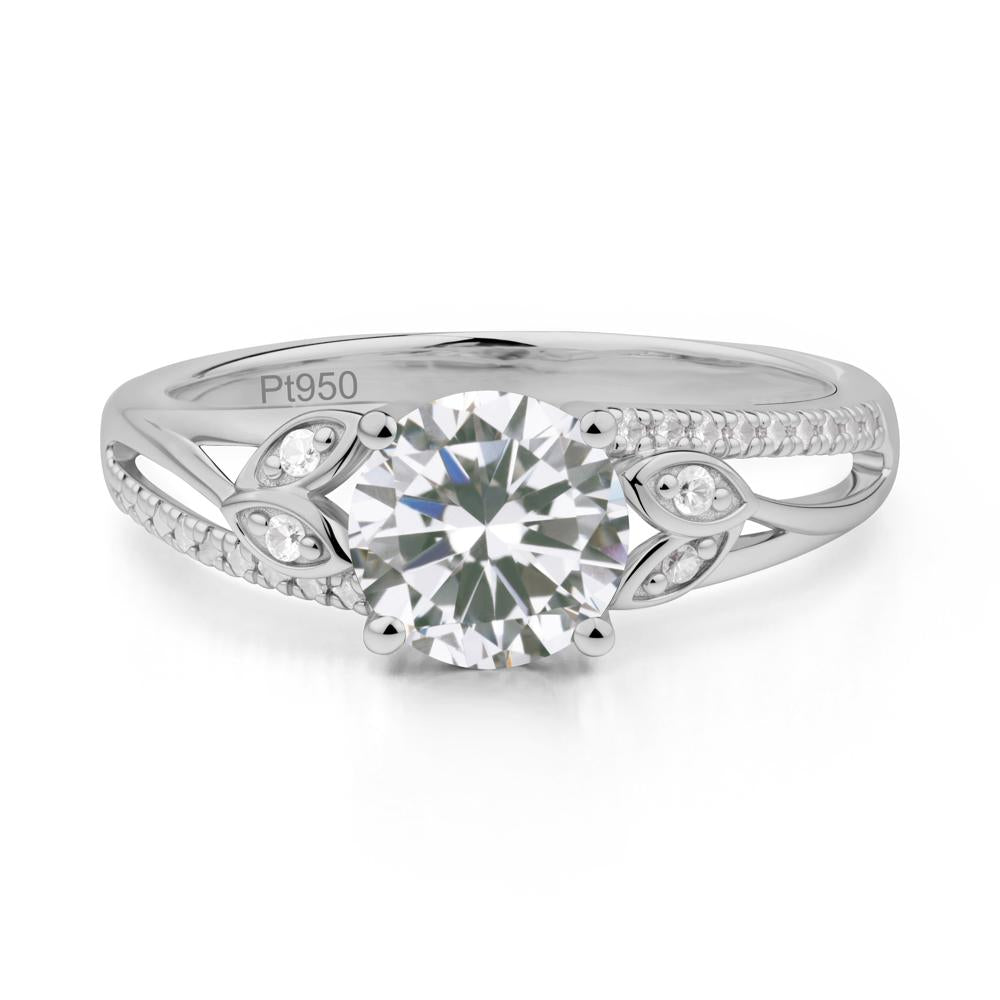 Leaf Inspired Cubic Zirconia Engagement Ring - LUO Jewelry #metal_platinum