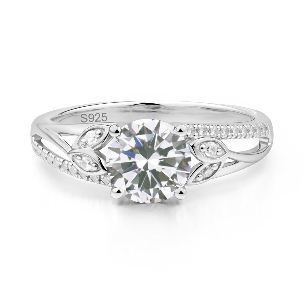 Leaf Inspired Cubic Zirconia Engagement Ring - LUO Jewelry #metal_sterling silver