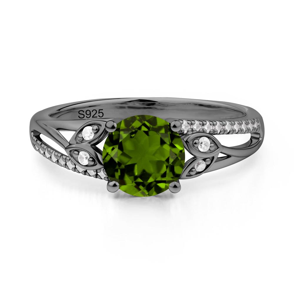 Leaf Inspired Diopside Engagement Ring - LUO Jewelry #metal_black finish sterling silver
