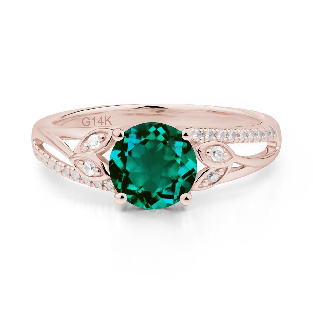 Leaf Inspired Emerald Engagement Ring - LUO Jewelry #metal_14k rose gold