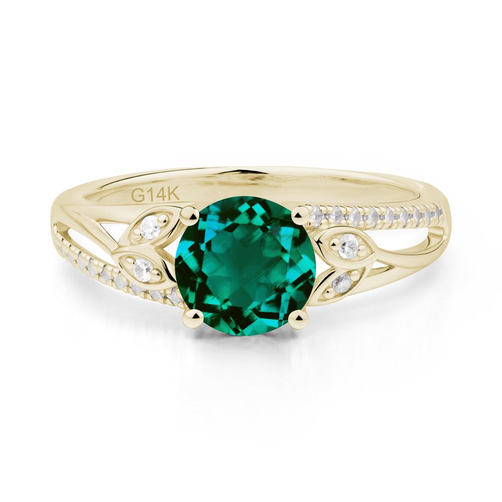 Leaf Inspired Emerald Engagement Ring - LUO Jewelry #metal_14k yellow gold