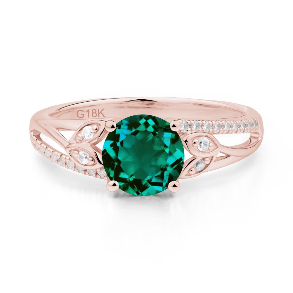 Leaf Inspired Emerald Engagement Ring - LUO Jewelry #metal_18k rose gold