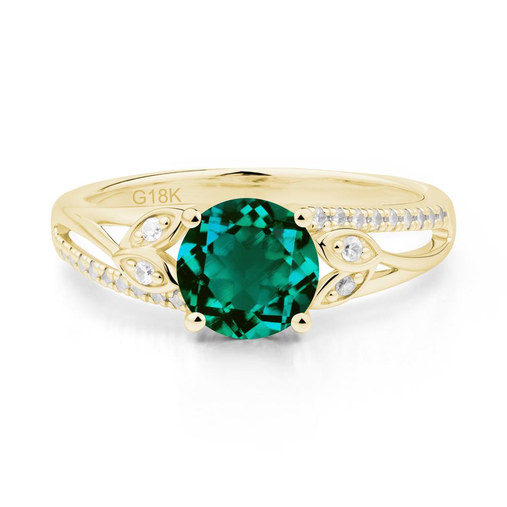 Leaf Inspired Emerald Engagement Ring - LUO Jewelry #metal_18k yellow gold