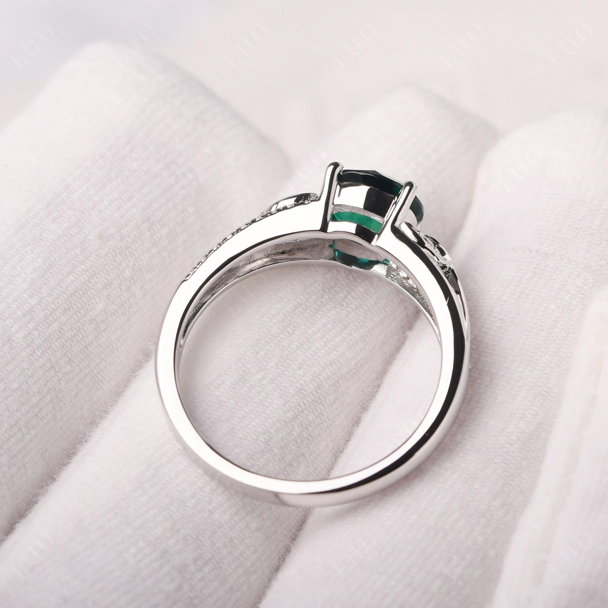 Leaf Inspired Emerald Engagement Ring - LUO Jewelry