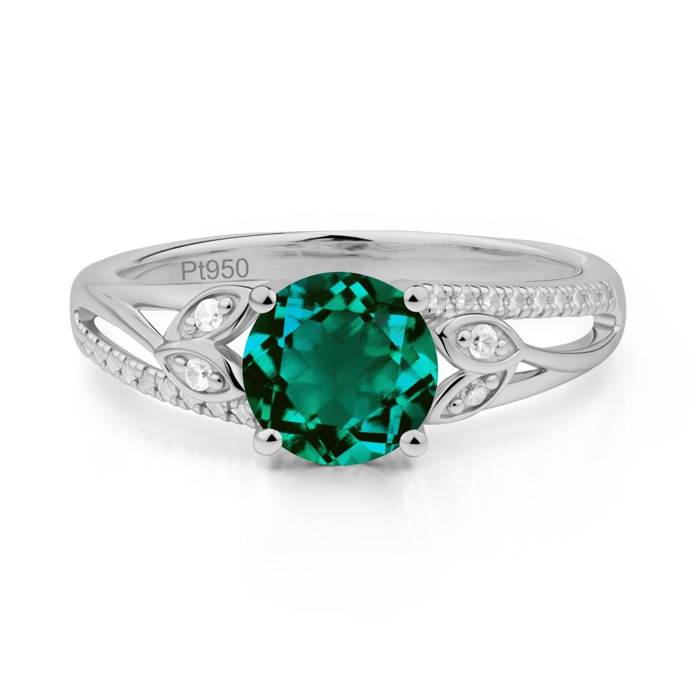 Leaf Inspired Emerald Engagement Ring - LUO Jewelry #metal_platinum