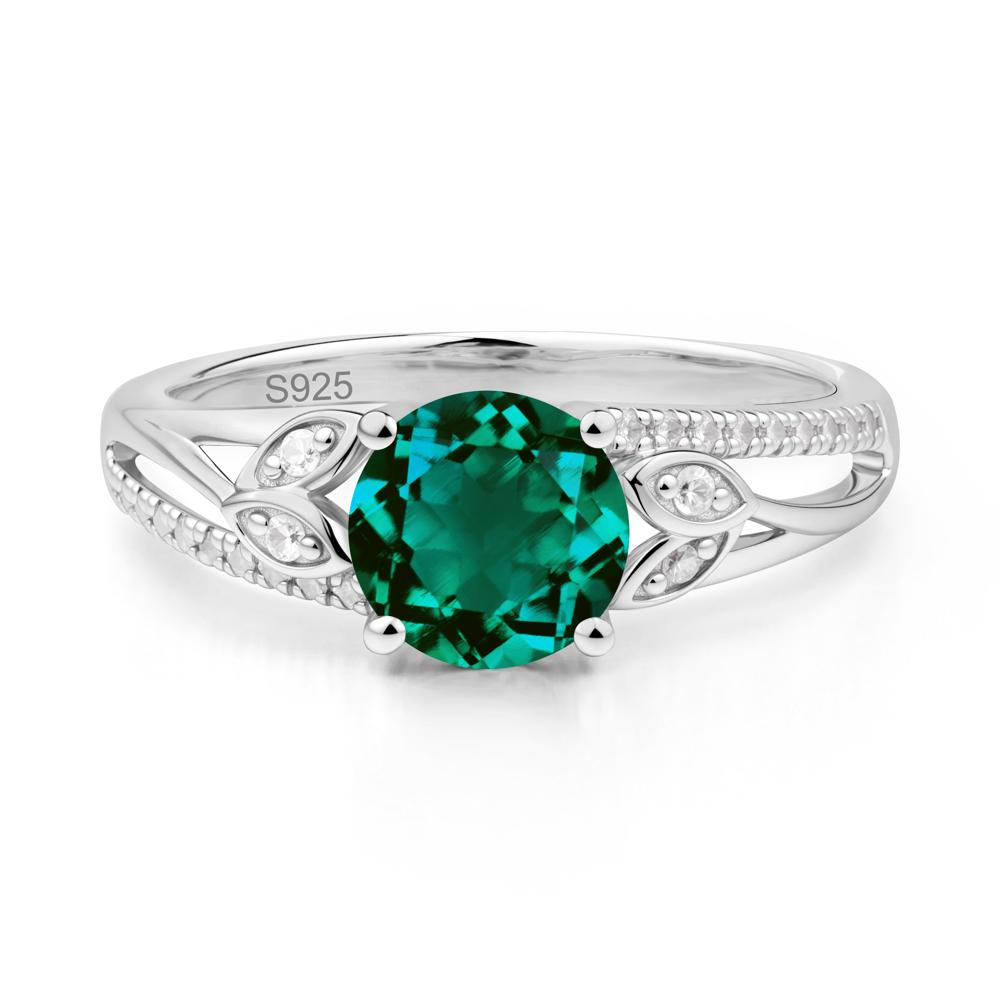 Leaf Inspired Emerald Engagement Ring - LUO Jewelry #metal_sterling silver
