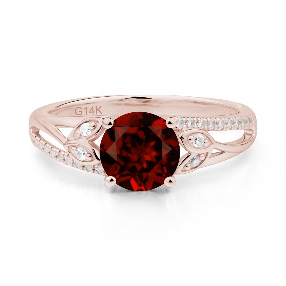 Leaf Inspired Garnet Engagement Ring - LUO Jewelry #metal_14k rose gold