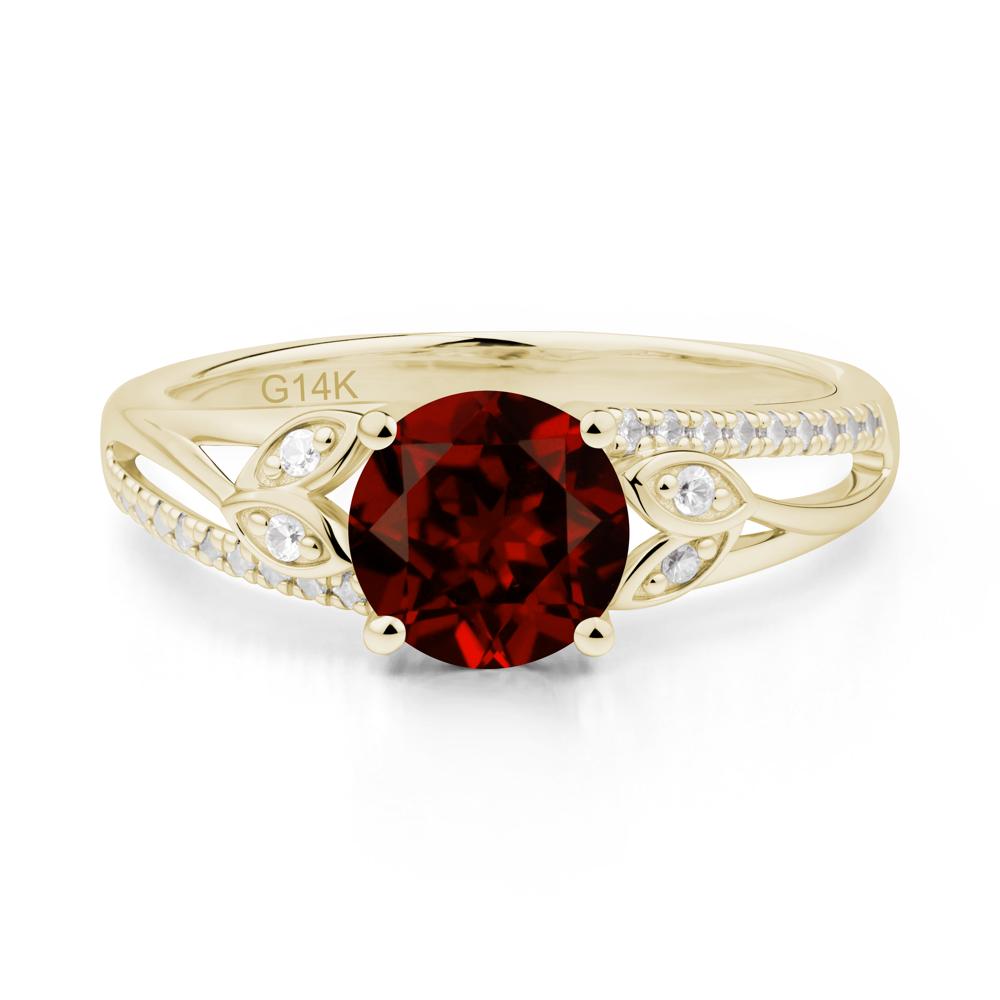 Leaf Inspired Garnet Engagement Ring - LUO Jewelry #metal_14k yellow gold