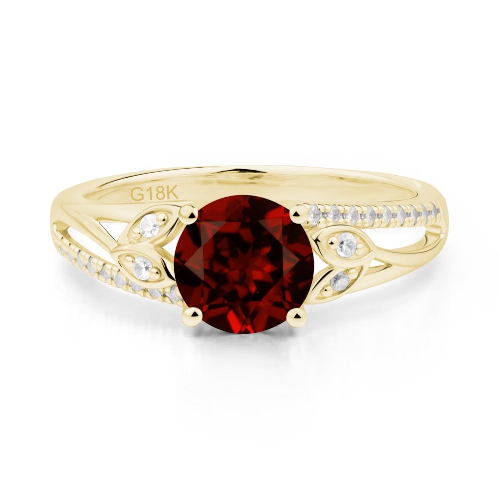 Leaf Inspired Garnet Engagement Ring - LUO Jewelry #metal_18k yellow gold