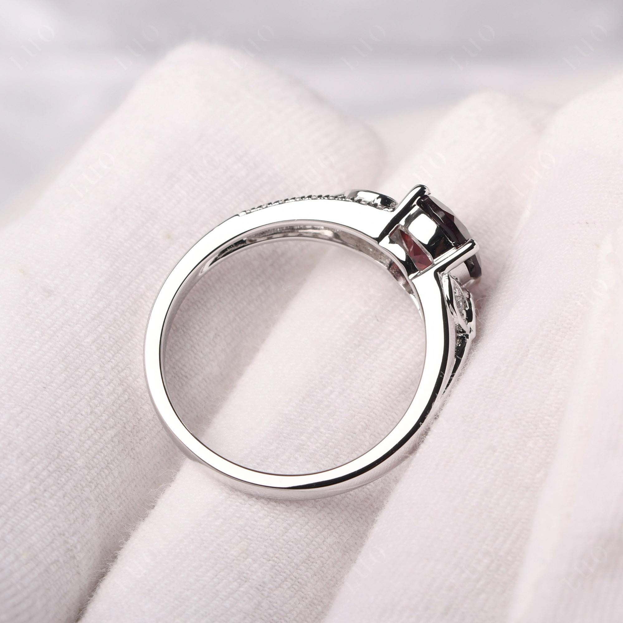 Leaf Inspired Garnet Engagement Ring - LUO Jewelry