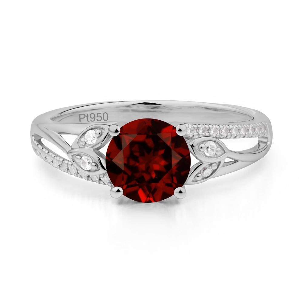Leaf Inspired Garnet Engagement Ring - LUO Jewelry #metal_platinum