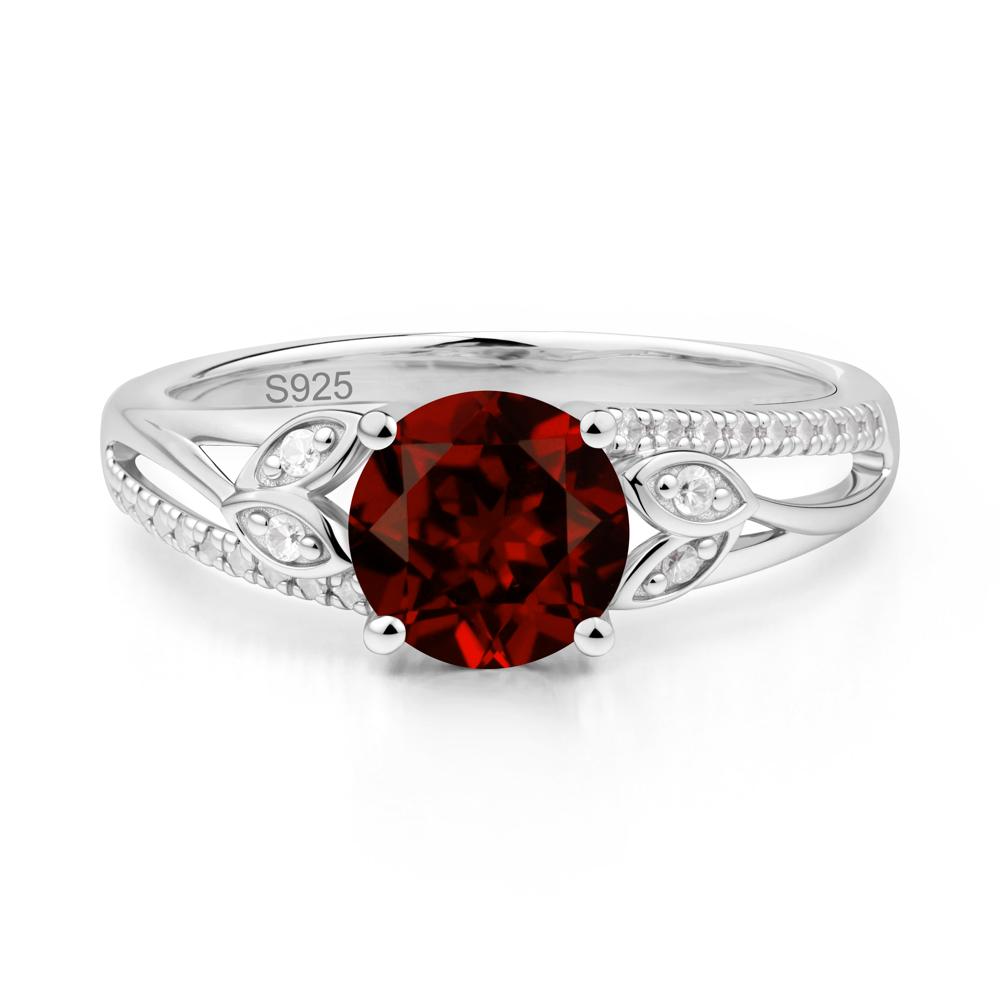 Leaf Inspired Garnet Engagement Ring - LUO Jewelry #metal_sterling silver