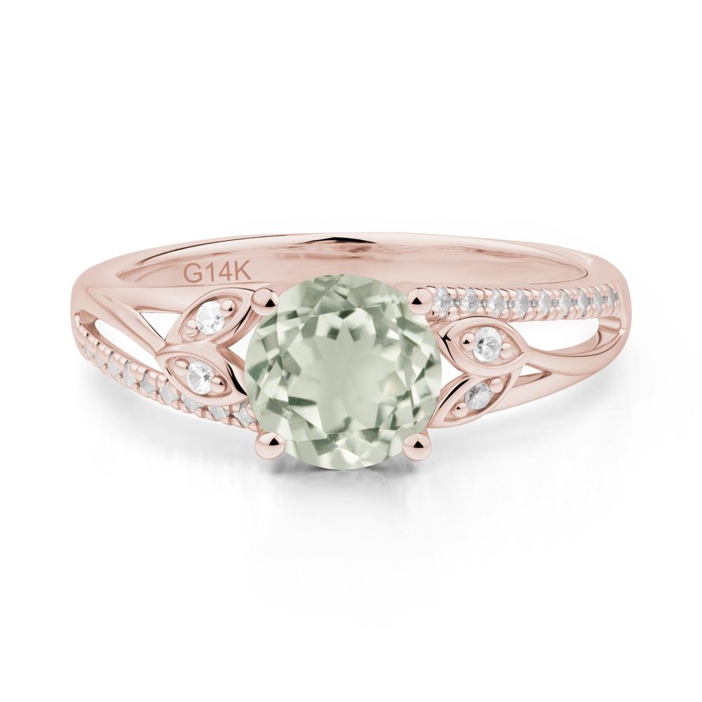 Leaf Inspired Green Amethyst Engagement Ring - LUO Jewelry #metal_14k rose gold