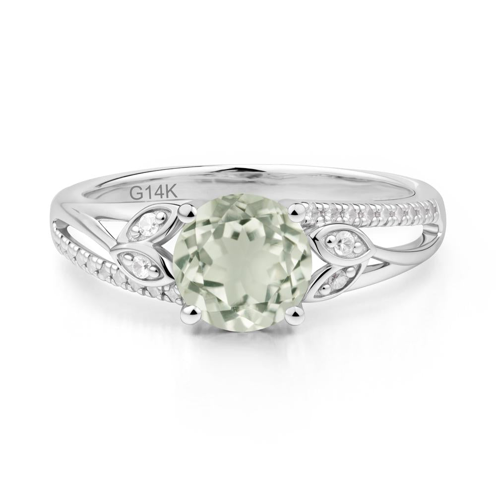 Leaf Inspired Green Amethyst Engagement Ring - LUO Jewelry #metal_14k white gold