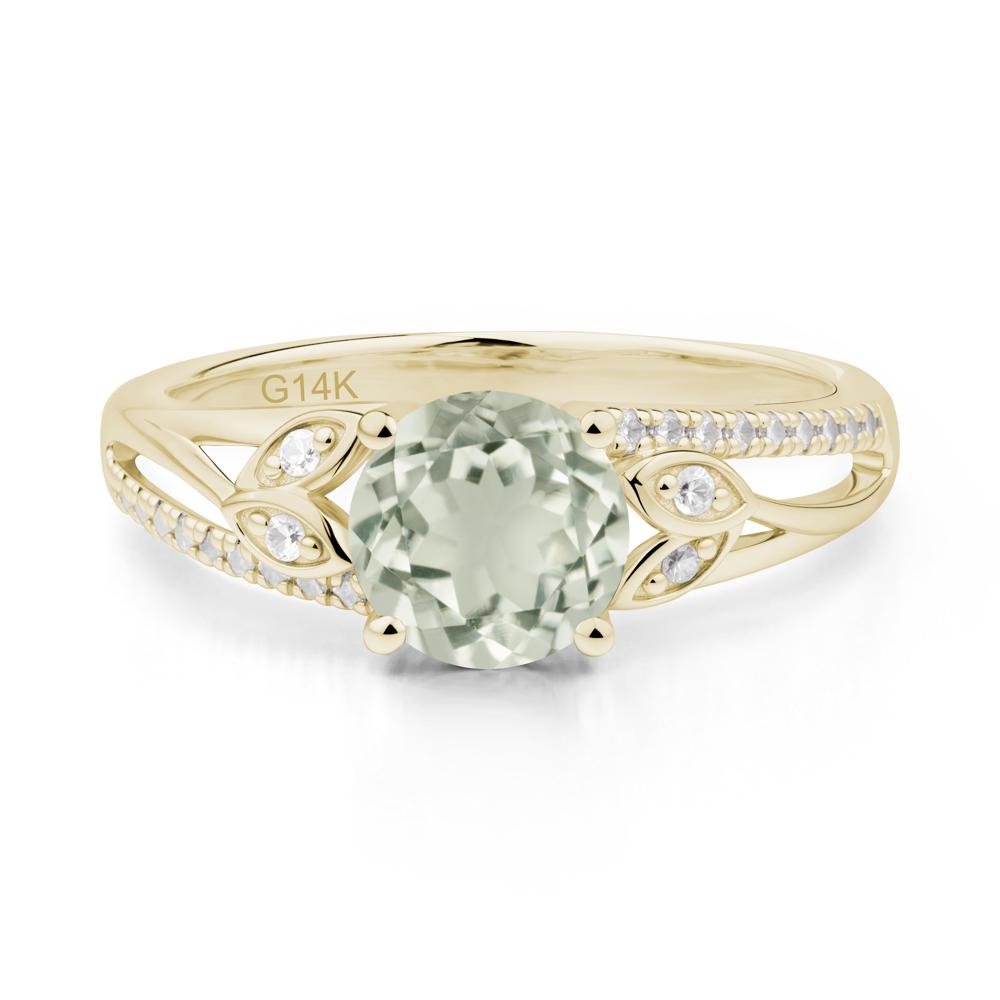 Leaf Inspired Green Amethyst Engagement Ring - LUO Jewelry #metal_14k yellow gold