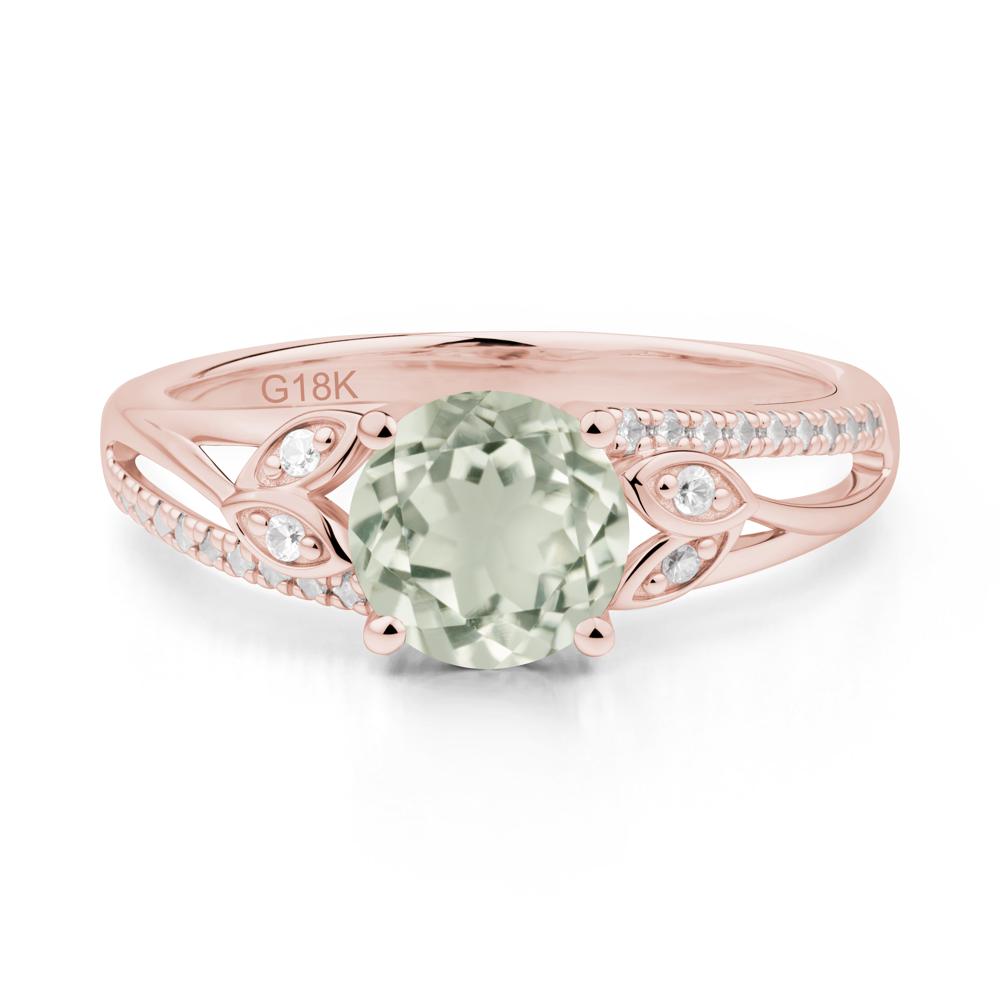 Leaf Inspired Green Amethyst Engagement Ring - LUO Jewelry #metal_18k rose gold